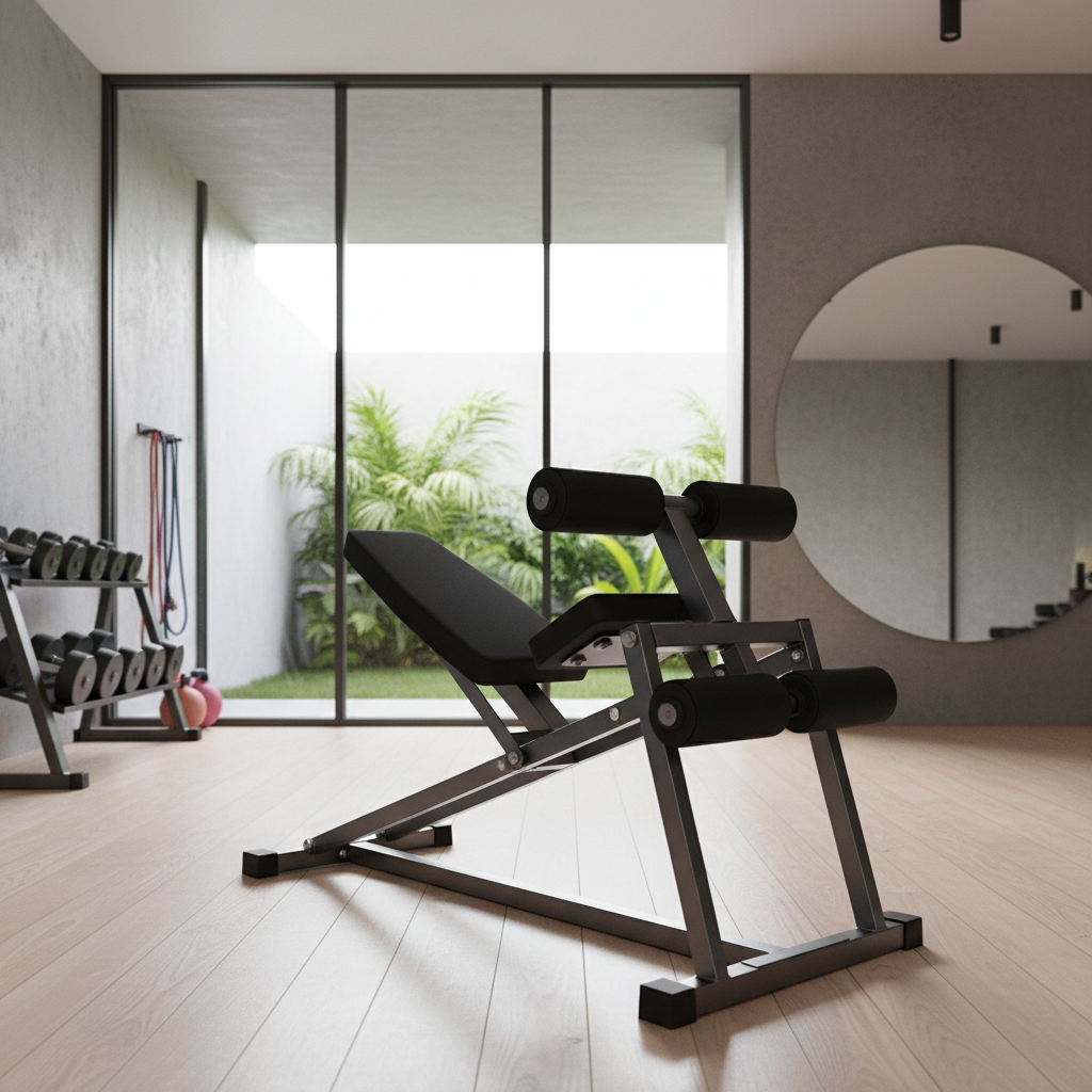 Leg stretcher machine in a bright modern home gym