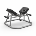 Steel-framed leg stretching machine with black padding on white background